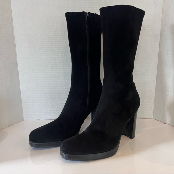 Jeffrey Campbell Claudio Block Heel Sock Boot – Faux Suede Black Women’s Size 9 - Picture 4 of 14